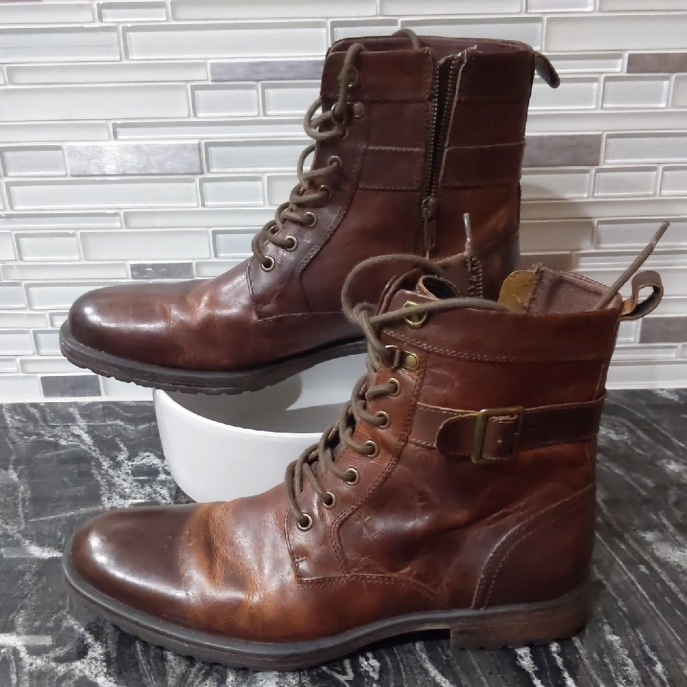 Mens Aston Grey Rockcastle 2 -Brown Leather Ankle Boots with Buckle.  Worn once